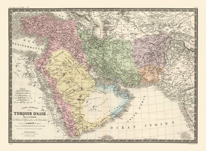 Historic Map - Turkey Persia - Monin 1839 - 31.51 x 23 - Vintage Wall Art