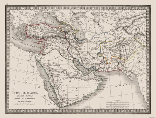 Historic Map - Turkey in Asia Arabia Persia - Monin 1839 - 30.23 x 23 - Vintage Wall Art