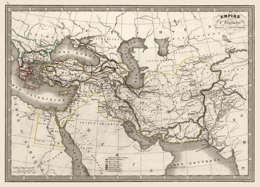 Historic Map - Empire Alexander the Great - Monin 1839 - 31.89 x 23 - Vintage Wall Art