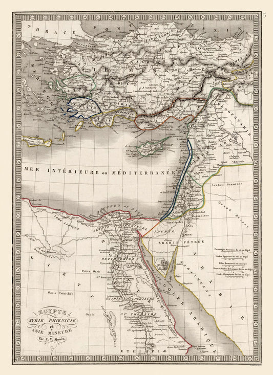 Historic Map - Egypt Syria Turkey Asia Minor - Monin 1839 - 23 x 31.65 - Vintage Wall Art