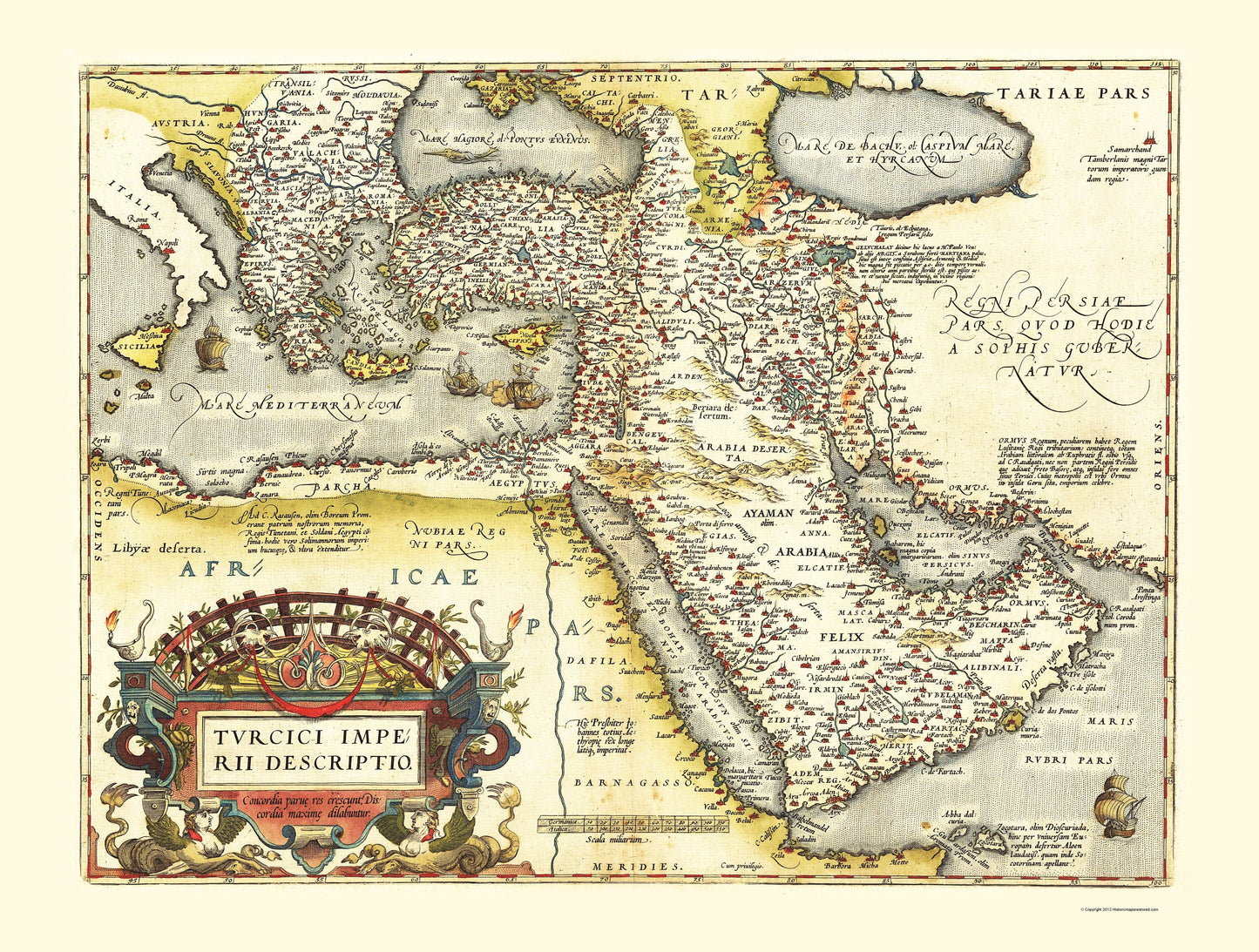 Historic Map - Middle East Mediterranean - Ortelius 1570 - 23 x 30 - Vintage Wall Art