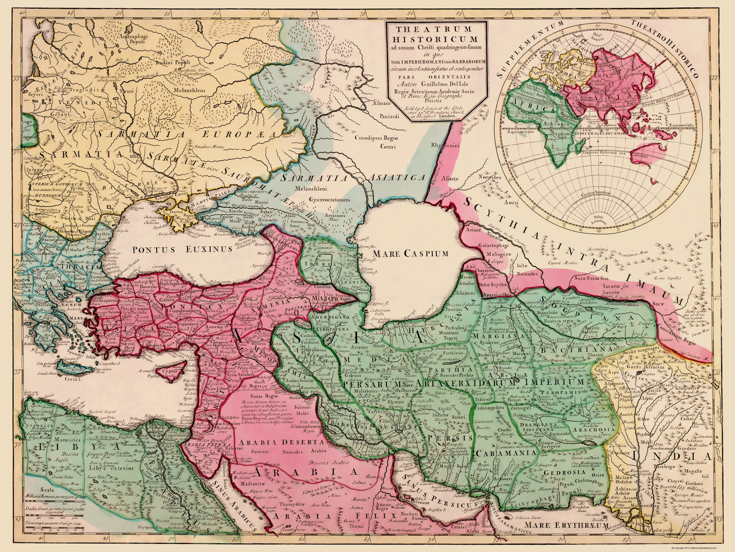 Historic Map - Middle East Europe - De L'isle 1712 - 23 x 30.65 - Vintage Wall Art