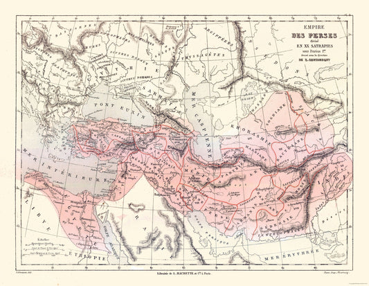 Historic Map - Persian Empire - Cortambert 1880 - 29.71 x 23 - Vintage Wall Art