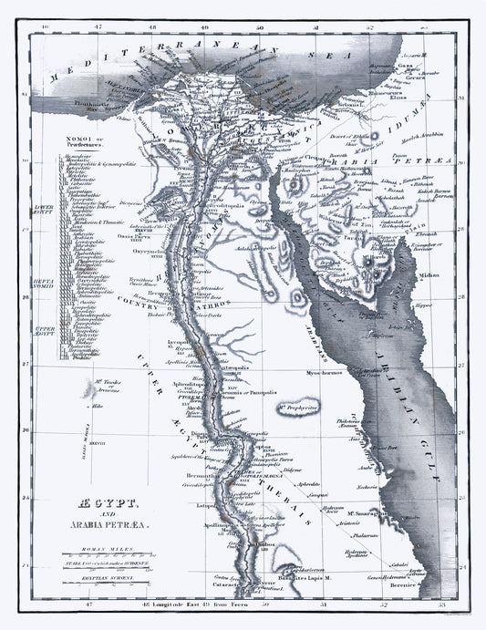 Historic Map - Egypt Arabia - Oxford 1828 - 23 x 29.84 - Vintage Wall Art