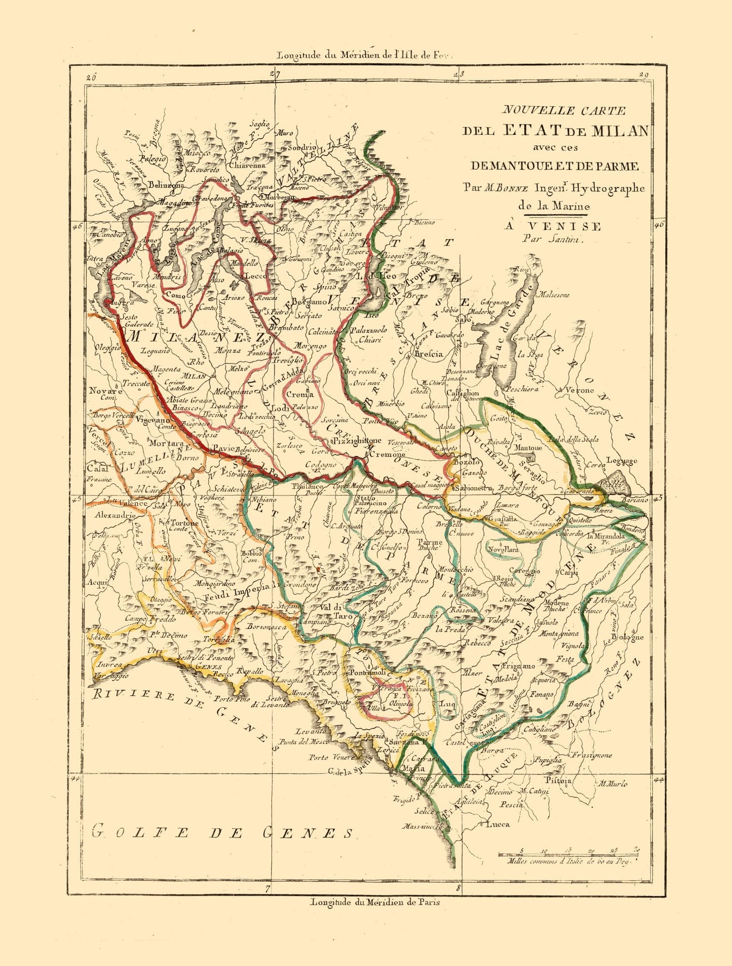 Historic Map - Milan Region Italy - Santini 1794 - 23 x 30.36 - Vintage Wall Art