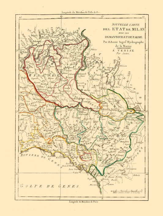 Historic Map - Milan Region Italy - Santini 1794 - 23 x 30.36 - Vintage Wall Art