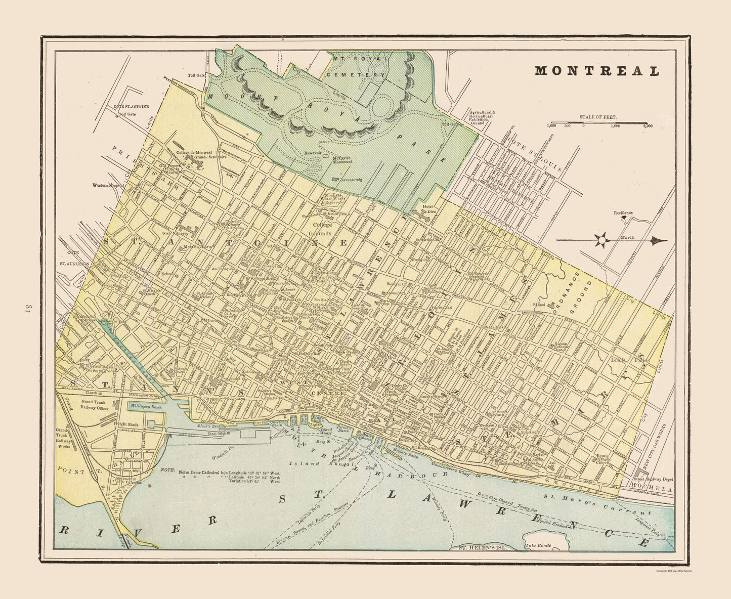 Historic Map - Montreal - Cram 1892 - 28.07 x 23 - Vintage Wall Art