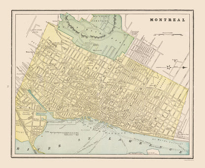 Historic Map - Montreal - Cram 1892 - 28.07 x 23 - Vintage Wall Art