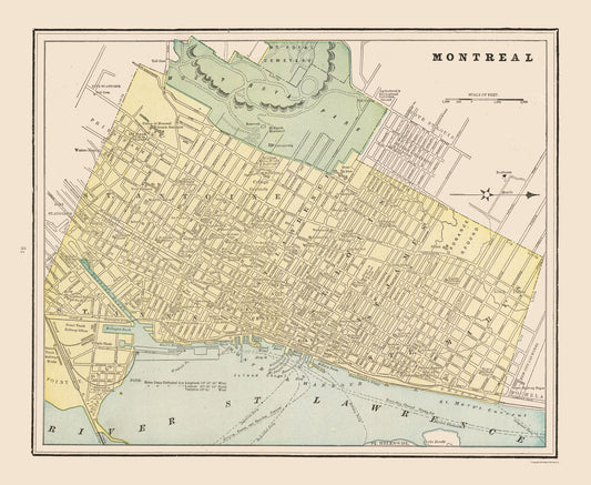 Historic Map - Montreal - Cram 1892 - 28.07 x 23 - Vintage Wall Art