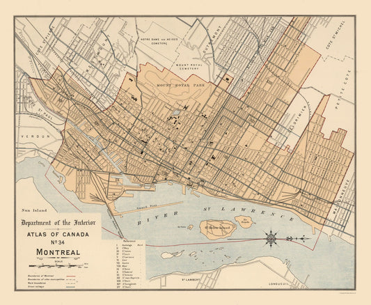 Historic Map - Montreal Canada - White 1906 - 27.96 x 23 - Vintage Wall Art