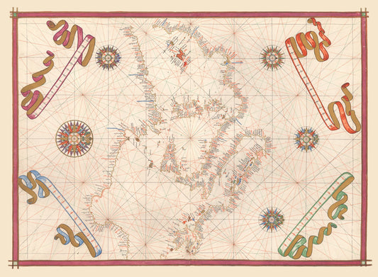 Historic Nautical Map - Mediterranean Ports - Martines 1587 - 31.32 x 23 - Vintage Wall Art