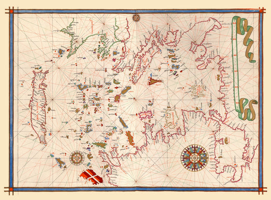 Historic Nautical Map - Mediterranean Sea Ports - Martines 1587 - 31.09 x 23 - Vintage Wall Art