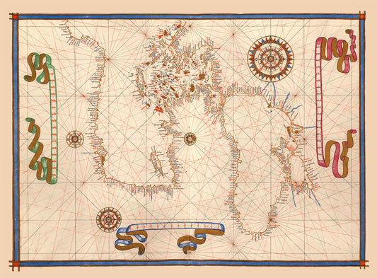 Historic Map - Turkey Greece Mediterranean Ports - Martines 1587 - 31.20 x 23 - Vintage Wall Art