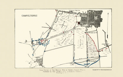 Historic War Map - Chapultepec Battle 2 of 3 - Church News 1892 - 23 x 36.61 - Vintage Wall Art