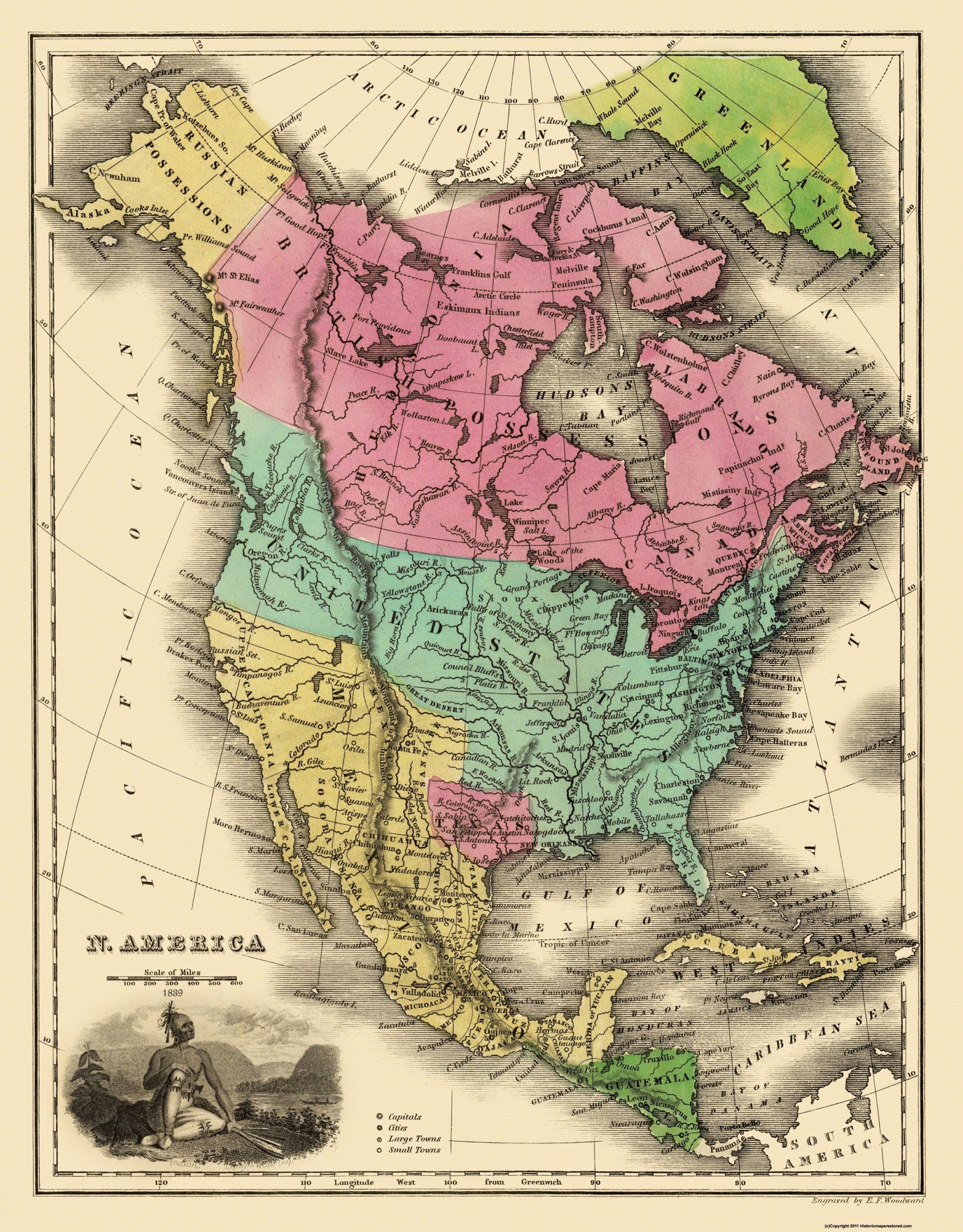 Historic Map - North America - Smiley 1842 - 23 x 29.44 - Vintage Wall Art