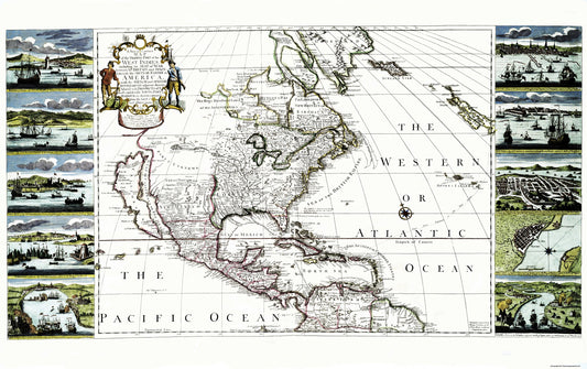 Historic Map - West Indies British Empire - Overton 1741 - 36 x 23 - Vintage Wall Art