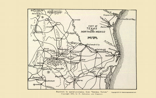 Historic Map - North America Northern Mexico Texas United States - Appleton 1892 - 23 x 36 - Vintage Wall Art