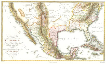 Historic Map - Mexico United States Territories - Humboldt 1811 - 23 x 37 - Vintage Wall Art