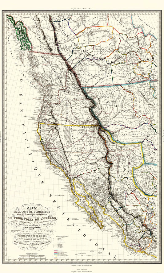 Historic Map - North America Western Territories - Hoen 1844 - 23 x 38.17 - Vintage Wall Art