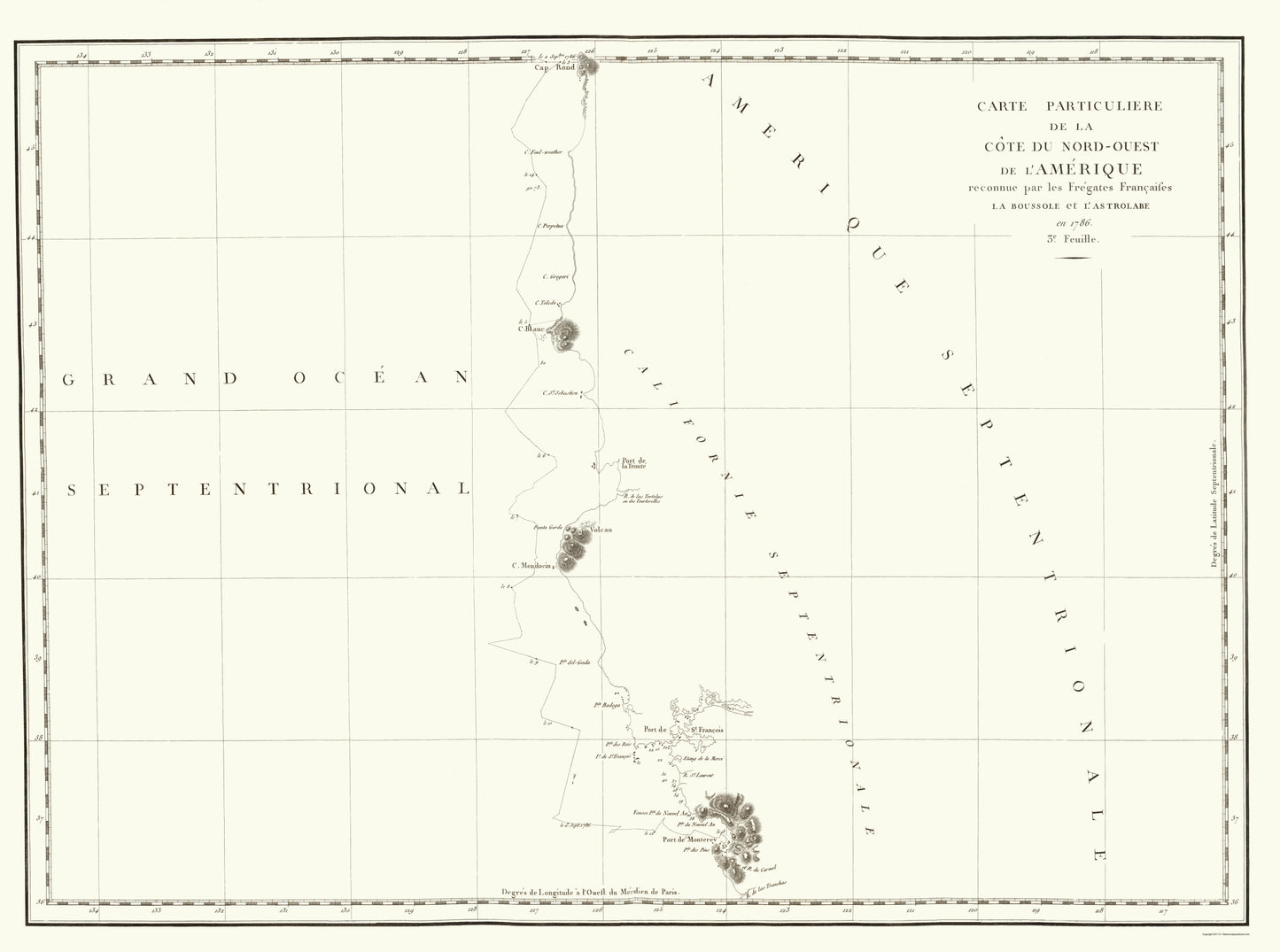 Historic Map - North America Western Coast - La Perouse 1786 - 23 x 30.93 - Vintage Wall Art