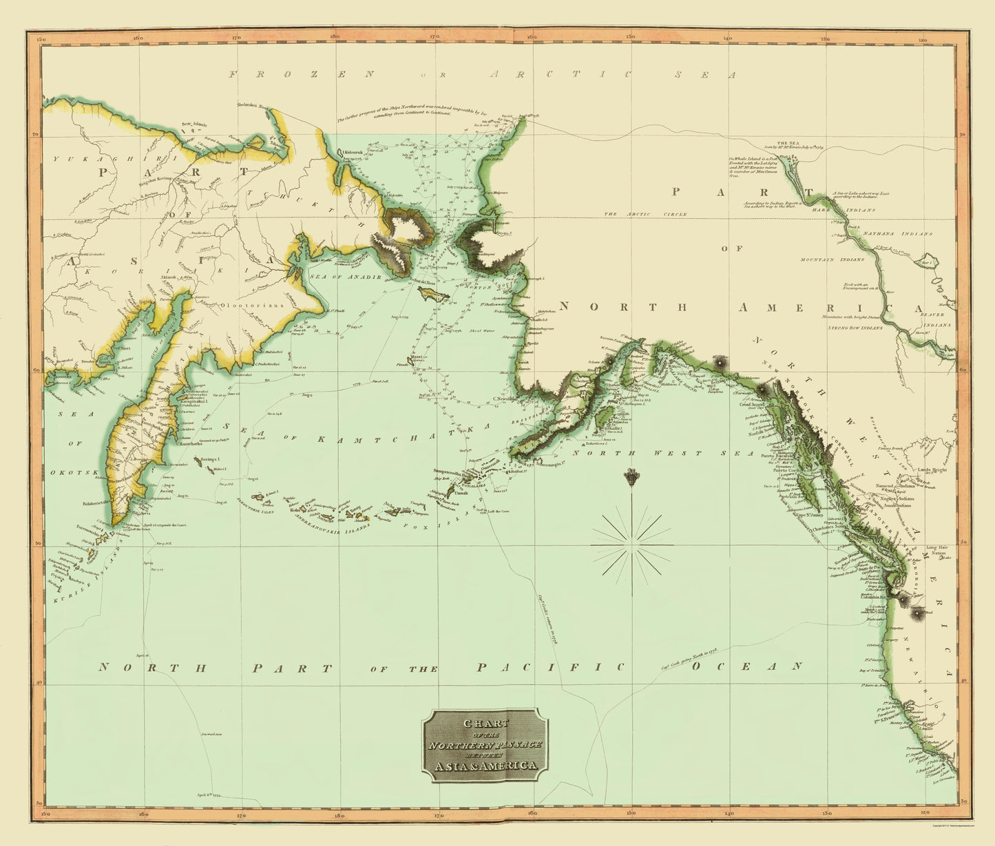 Historic Map - Asia America Northwest Passage - Thomson 1816 - 23 x 27 - Vintage Wall Art