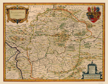 Historic Map - Nassau Duchy Germany - Blaeu 1630 - 23 x 29.39 - Vintage Wall Art