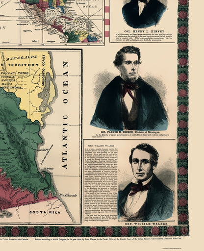 Historic Map - North Central America Nicaragua - Haven 1856 - 23 x 28 - Vintage Wall Art