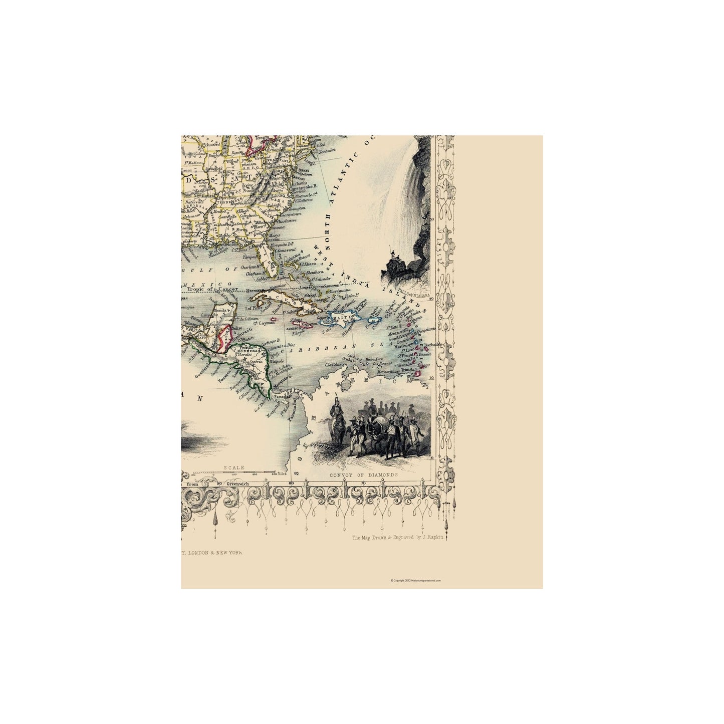 Historic Map - North America - Tallis 1851 - 23 x 28.83 - Vintage Wall Art