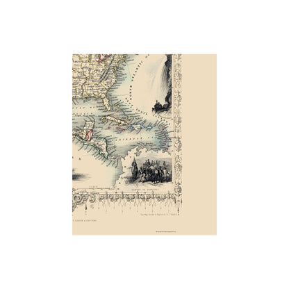 Historic Map - North America - Tallis 1851 - 23 x 28.83 - Vintage Wall Art