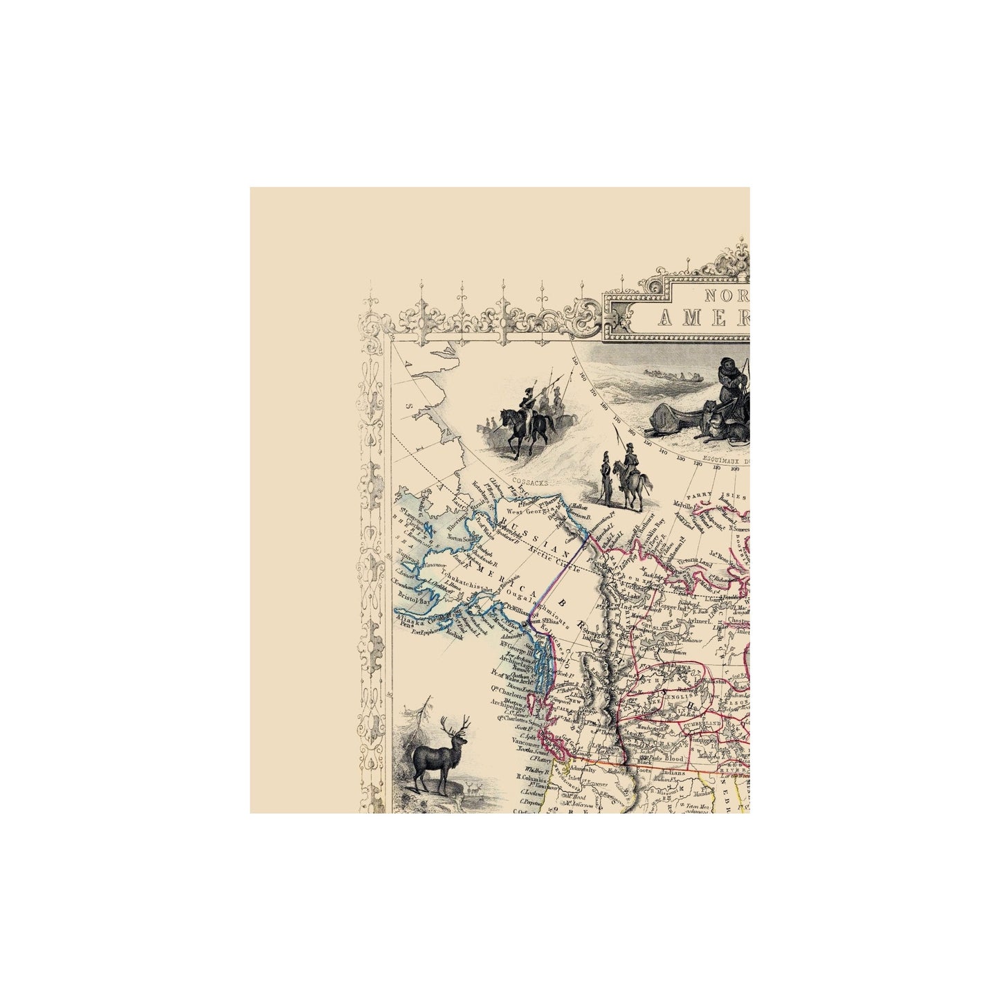 Historic Map - North America - Tallis 1851 - 23 x 28.83 - Vintage Wall Art