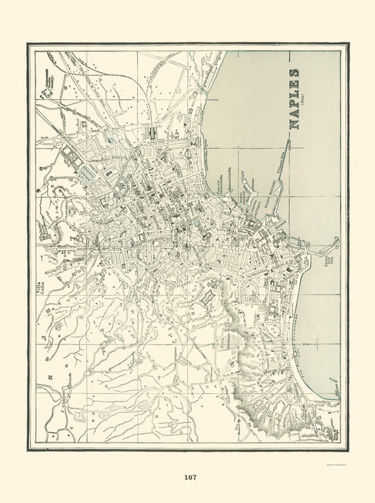 Historic Map - Naples Italy - Rathbun 1893 - 23 x 30.80 - Vintage Wall Art