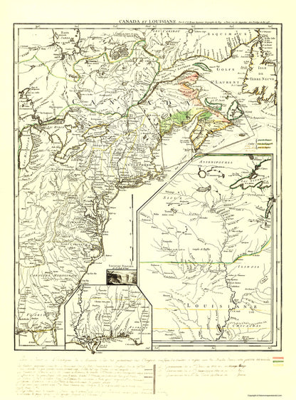 Historic Map - United States Canada Eastern Coast - Le Rouge 1755 - 23 x 31.04 - Vintage Wall Art