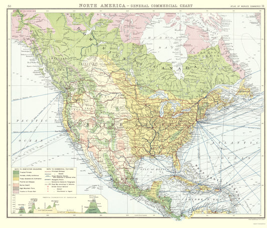 Historic Map - North America Commercial Chart - Newnes 1907 - 23 x 26.87 - Vintage Wall Art