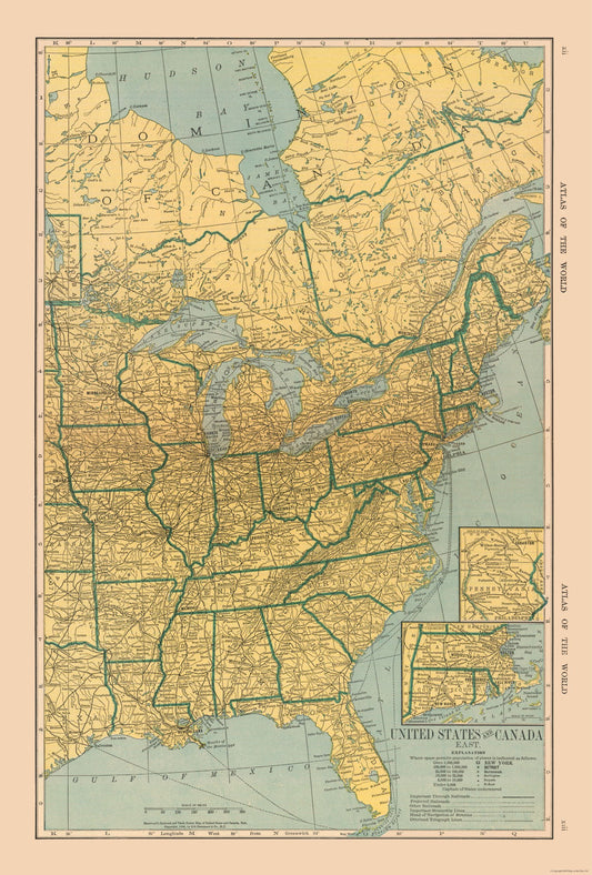 Historic Map - United States Canada East - Hammond 1910 - 23 x 34.02 - Vintage Wall Art