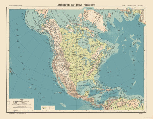 Historic Map - North America Physical - Schrader 1908 - 29.49 x 23 - Vintage Wall Art