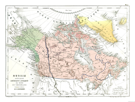 Historic Map - North America Russian Lands - Cortambert 1880 - 30.39 x 23 - Vintage Wall Art