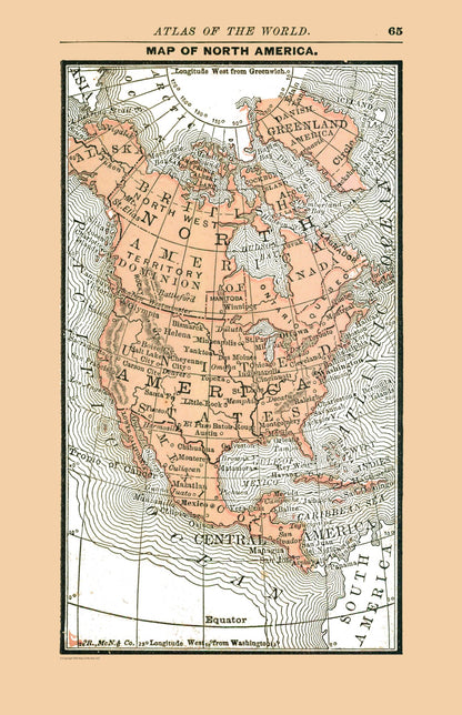 Historic Map - United States Mexico Canada - Alden 1886 - 23 x 35.64 - Vintage Wall Art