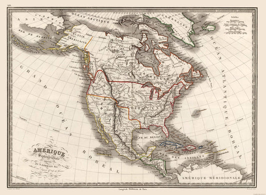 Historic Map - United States Mexico Canada - Monin 1839 - 31.36 x 23 - Vintage Wall Art