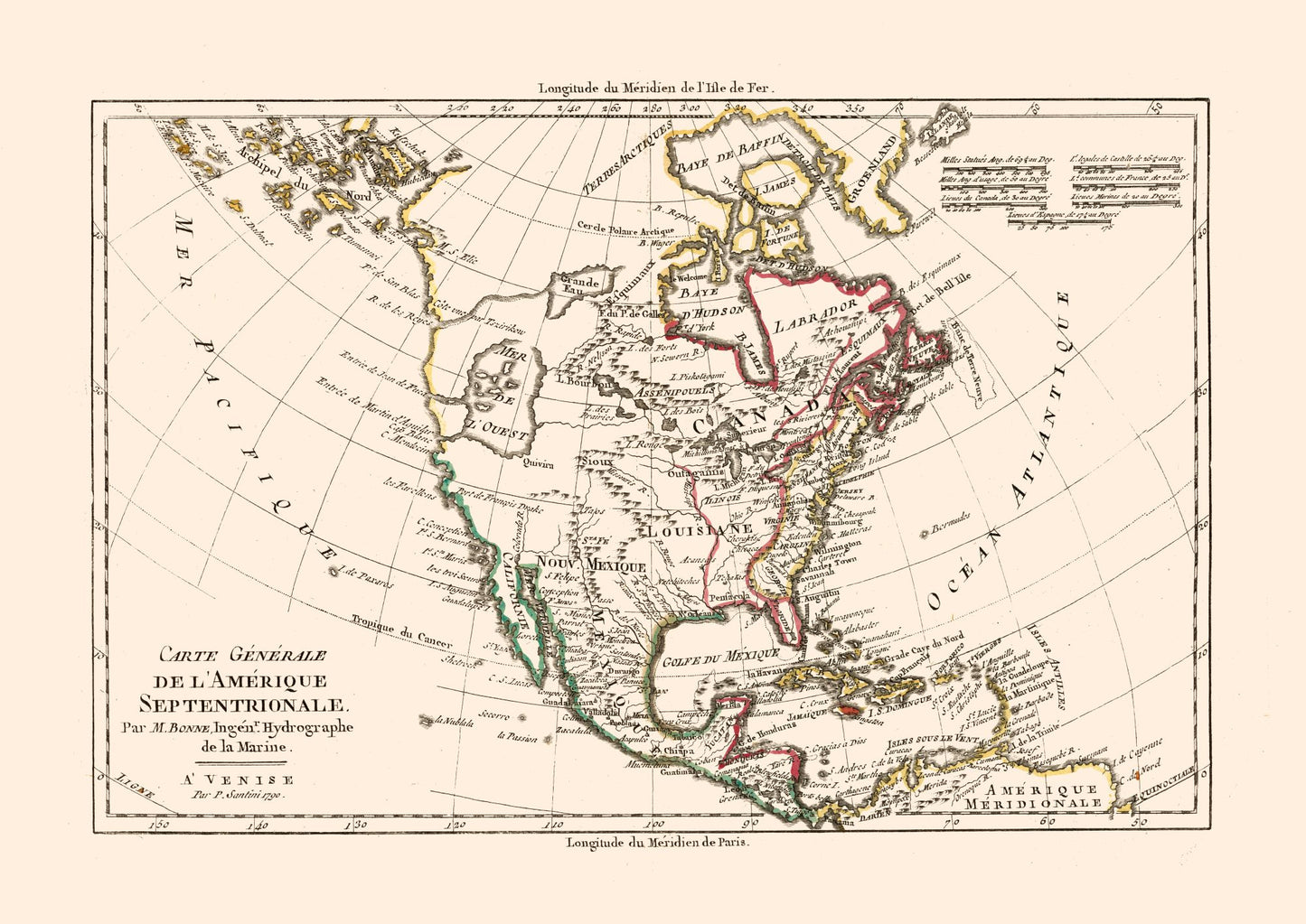 Historic Map - North America - Santini 1794 - 32.48 x 23 - Vintage Wall Art