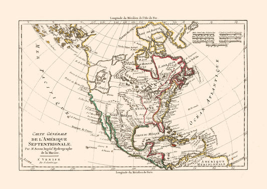 Historic Map - North America - Santini 1794 - 32.48 x 23 - Vintage Wall Art