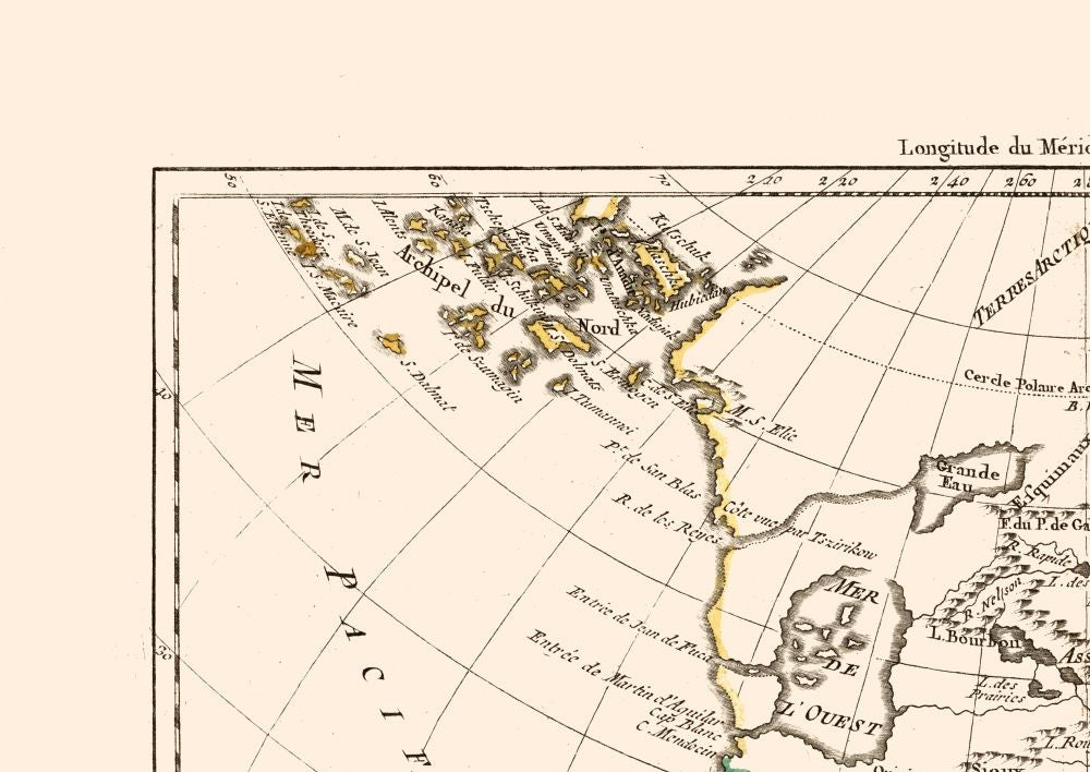 Historic Map - North America - Santini 1794 - 32.48 x 23 - Vintage Wall Art