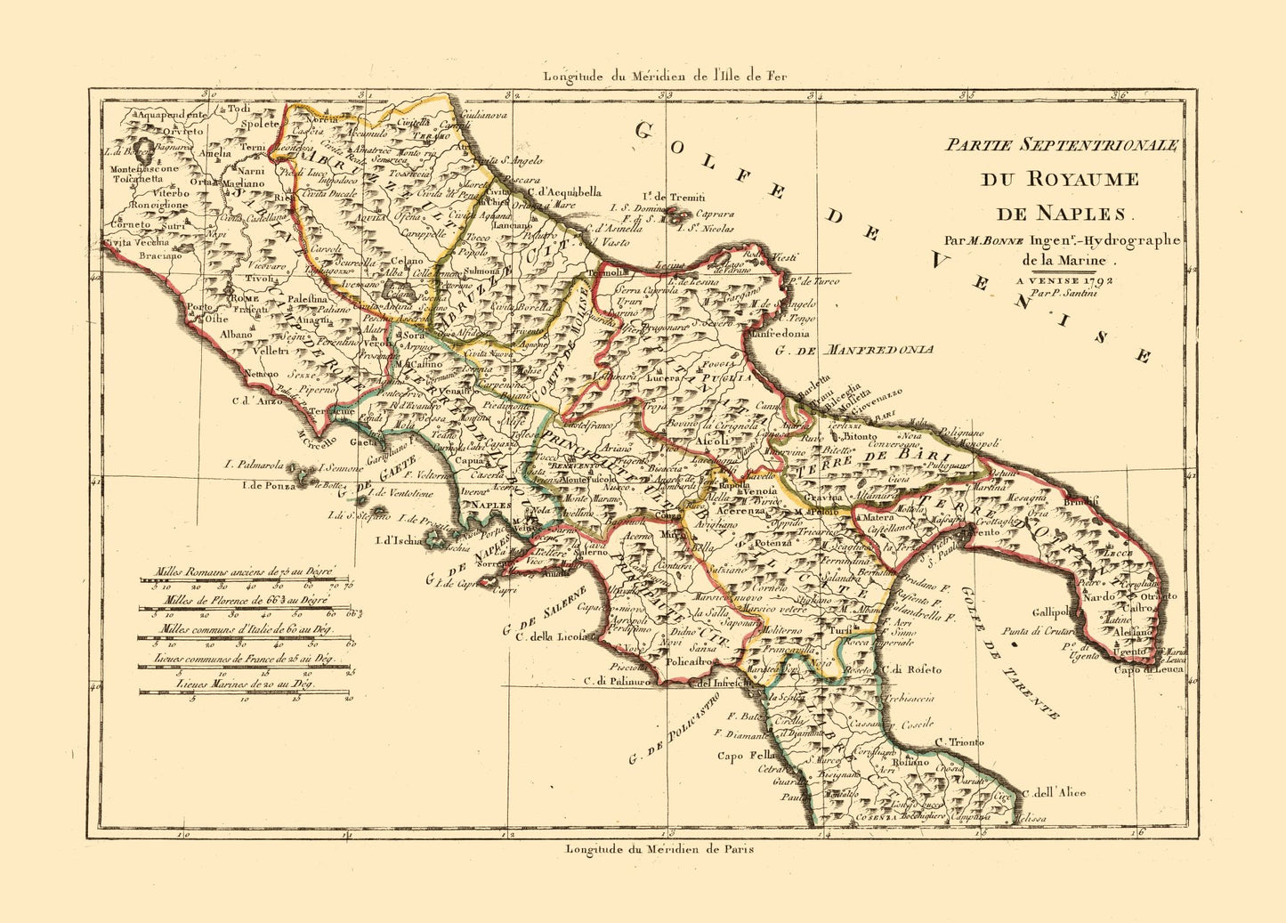 Historic Map - Naples Region Italy - Santini 1794 - 32.06 x 23 - Vintage Wall Art