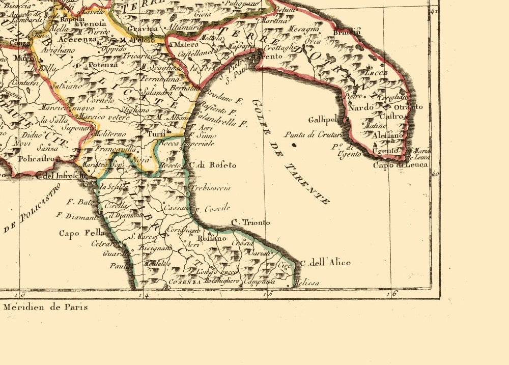 Historic Map - Naples Region Italy - Santini 1794 - 32.06 x 23 - Vintage Wall Art