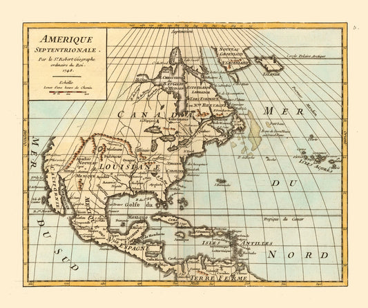 Historic Map - North America - Robert 1748 - 27.45 x 23 - Vintage Wall Art