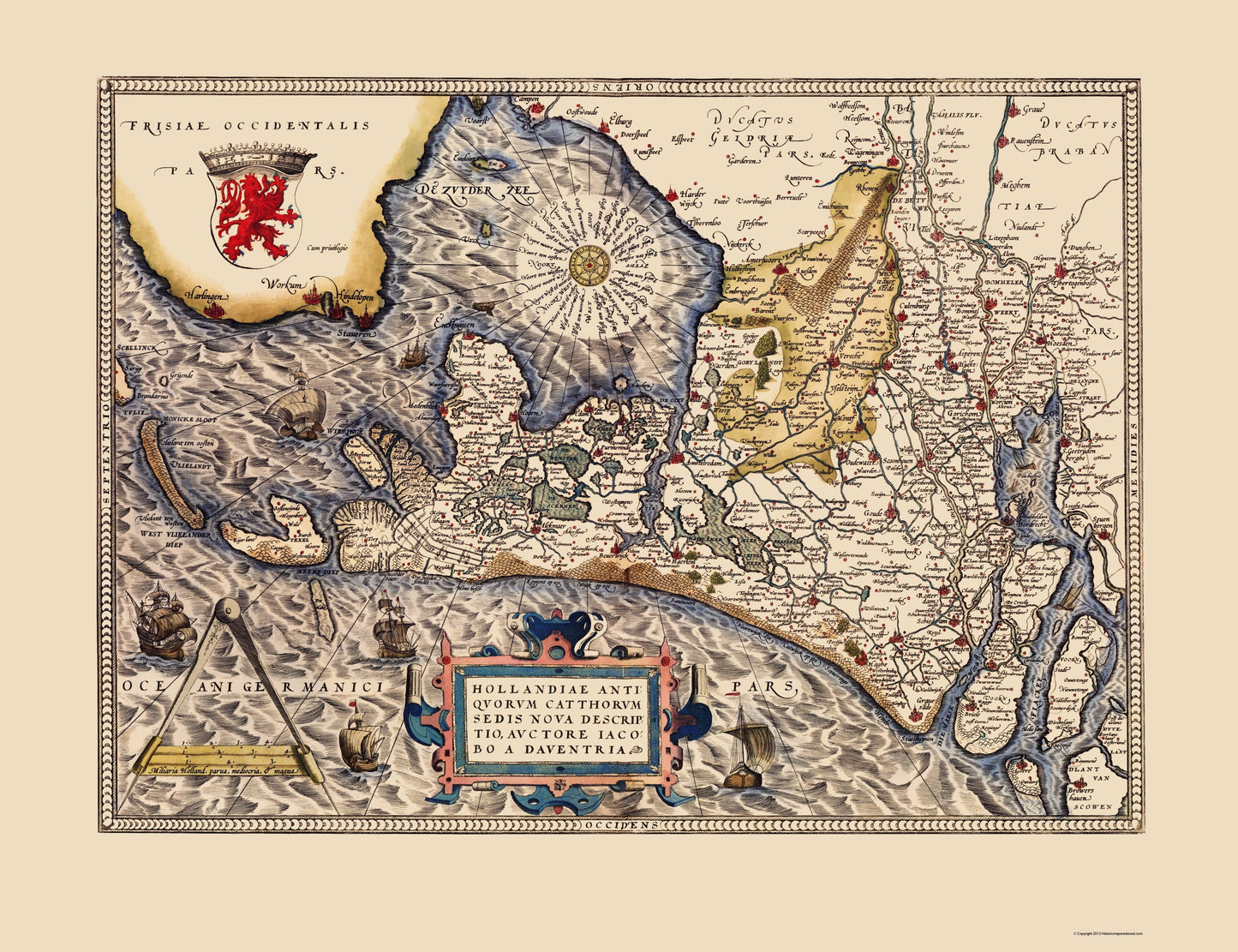 Historic Map - Holland Netherlands - Ortelius 1574 - 23 x 29.91 - Vintage Wall Art