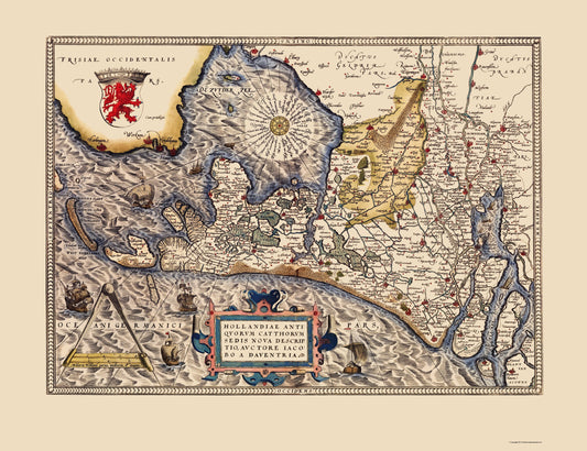 Historic Map - Holland Netherlands - Ortelius 1574 - 23 x 29.91 - Vintage Wall Art