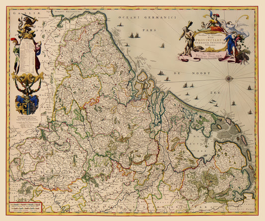 Historic Map - Netherlands Provinces - Visscher 1681 - 23 x 27.55 - Vintage Wall Art