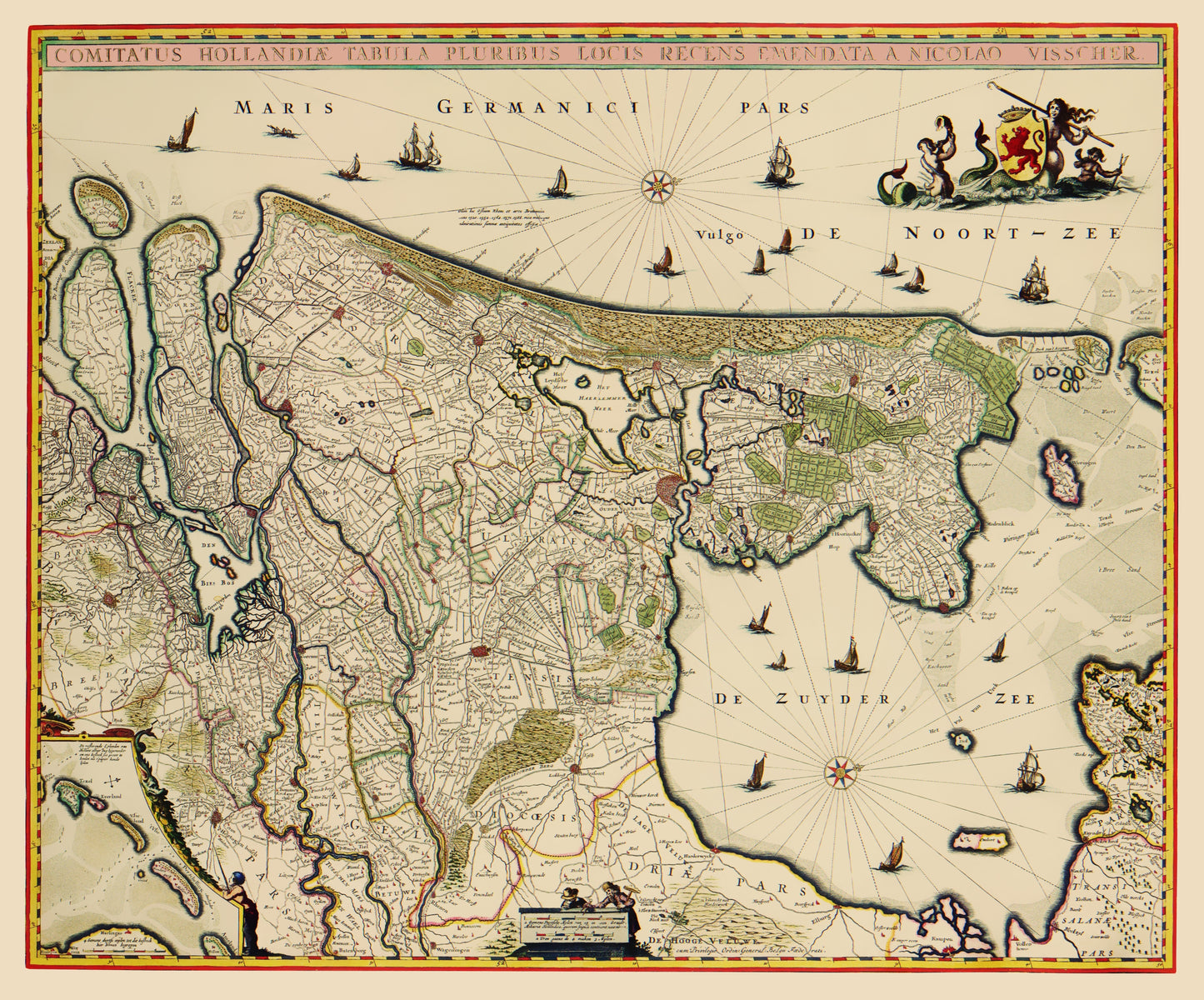 Historic Map - Holland Netherlands - Visscher 1682 - 23 x 27.70 - Vintage Wall Art