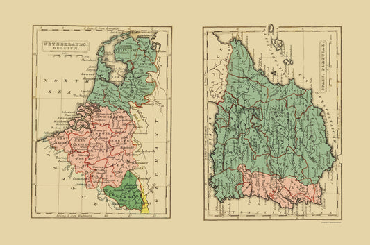 Historic Map - Netherlands Belgium Spain Portugal  - Gray 1831 - 23 x 34.70 - Vintage Wall Art