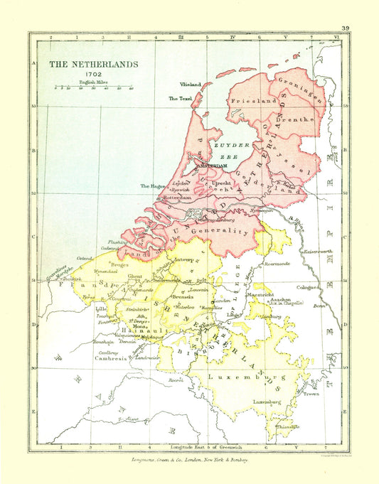 Historic Map - Netherlands 1702 - Gardiner 1902 - 23 x 29.37 - Vintage Wall Art